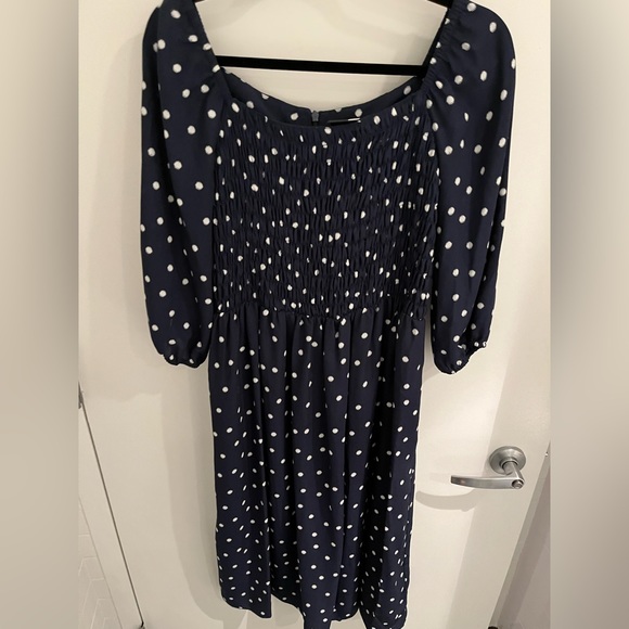 Maison Tara blue polka dot smocked midi dress Size 10 - Picture 9 of 11
